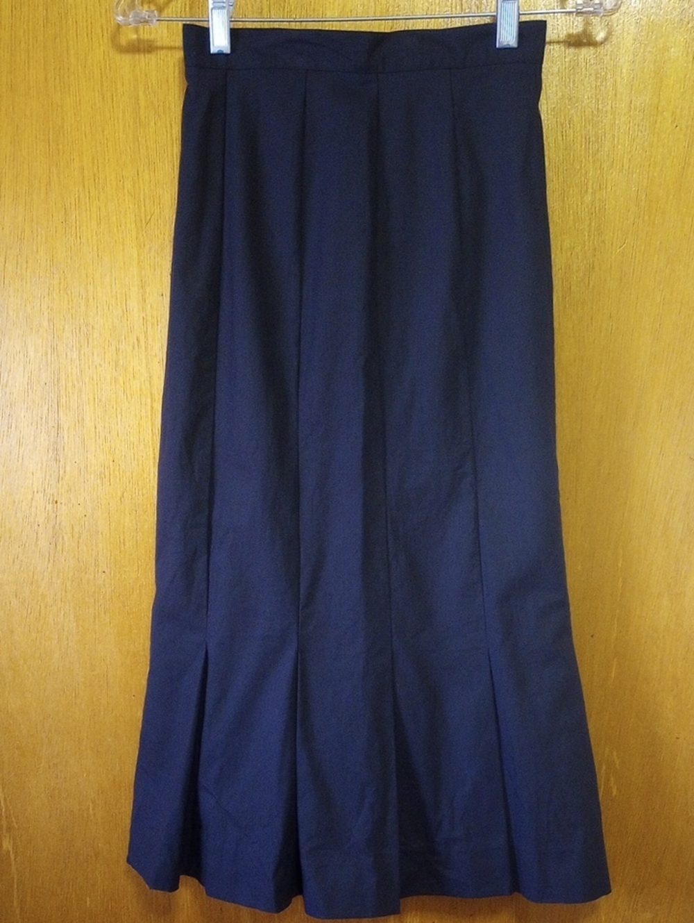 Laura Ashley Neutral Black Cotton Pleated Preppy Vintage Midi Skirt, Sz 8